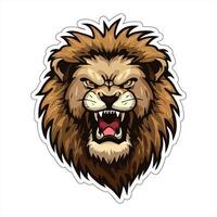 Lion face and head vector art sticker and logo template