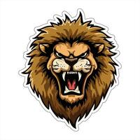 Lion face and head vector art sticker and logo template