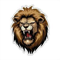 Lion face and head vector art sticker and logo template