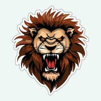 Lion face and head vector art sticker and logo template