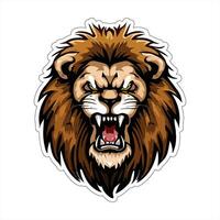 Lion face and head vector art sticker and logo template