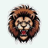 Lion face and head vector art sticker and logo template