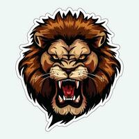 Lion face and head vector art sticker and logo template