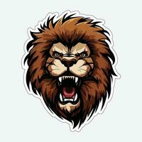 Lion face and head vector art sticker and logo template