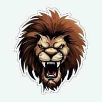 Lion face and head vector art sticker and logo template