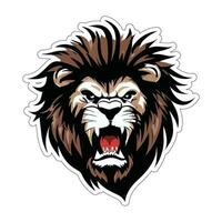 Lion face and head vector art sticker and logo template