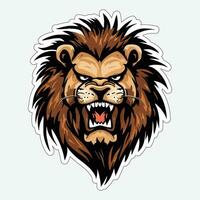 Lion face and head vector art sticker and logo template