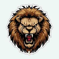 Lion face and head vector art sticker and logo template