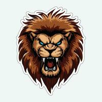 Lion face and head vector art sticker and logo template