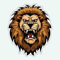 Lion face and head vector art sticker and logo template