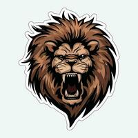 Lion face and head vector art sticker and logo template