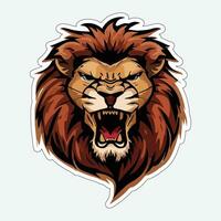 Lion face and head vector art sticker and logo template