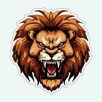 Lion face and head vector art sticker and logo template