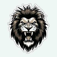 Lion face and head vector art sticker and logo template