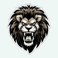 Lion face and head vector art sticker and logo template