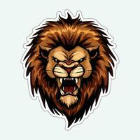 Lion face and head vector art sticker and logo template