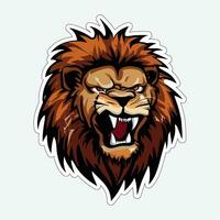 Lion face and head vector art sticker and logo template