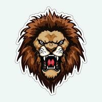 Lion face and head vector art sticker and logo template