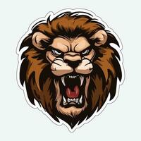 Lion face and head vector art sticker and logo template