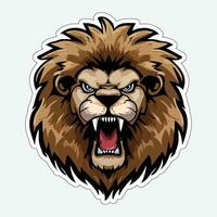 Lion face and head vector art sticker and logo template