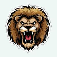 Lion face and head vector art sticker and logo template