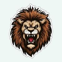 Lion face and head vector art sticker and logo template