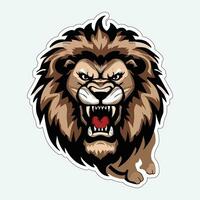 Lion face and head vector art sticker and logo template