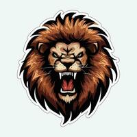 Lion face and head vector art sticker and logo template