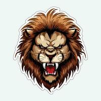 Lion face and head vector art sticker and logo template