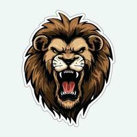 Lion face and head vector art sticker and logo template