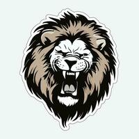 Lion face and head vector art sticker and logo template