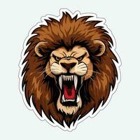 Lion face and head vector art sticker and logo template