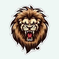 Lion face and head vector art sticker and logo template