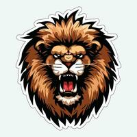 Lion face and head vector art sticker and logo template