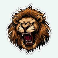 Lion face and head vector art sticker and logo template