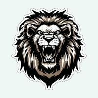 Lion face and head vector art sticker and logo template