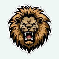 Lion face and head vector art sticker and logo template