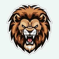 Lion face and head vector art sticker and logo template