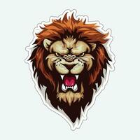 Lion face and head vector art sticker and logo template