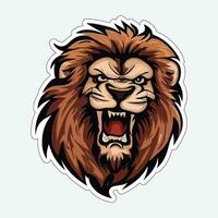 Lion face and head vector art sticker and logo template