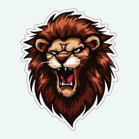 Lion face and head vector art sticker and logo template