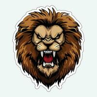 Lion face and head vector art sticker and logo template