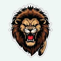 Lion face and head vector art sticker and logo template