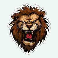 Lion face and head vector art sticker and logo template