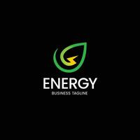 eco energy leaf thunder logo design template vector and fully editable