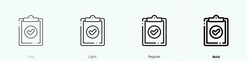 verified icon. Thin, Light, Regular And Bold style design isolated on white background vector