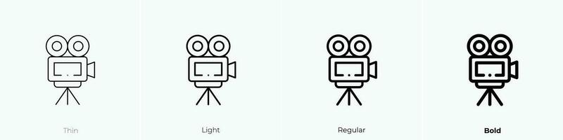 video camera icon. Thin, Light, Regular And Bold style design isolated on white background vector