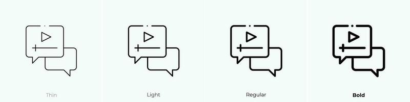 vídeo icono. delgado, luz, regular y negrita estilo diseño aislado en blanco antecedentes vector