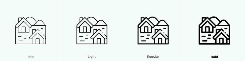 village icon. Thin, Light, Regular And Bold style design isolated on white background vector