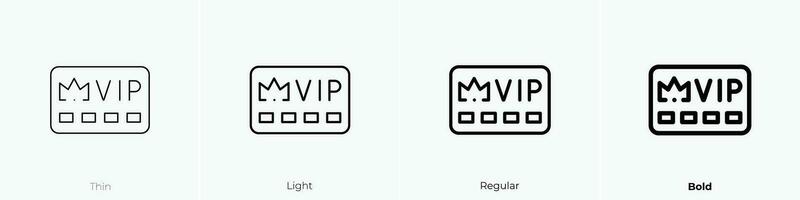 vip card icon. Thin, Light, Regular And Bold style design isolated on white background vector